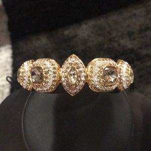 Luxury AKKAD Large Crystal Station Bangle Bracelet